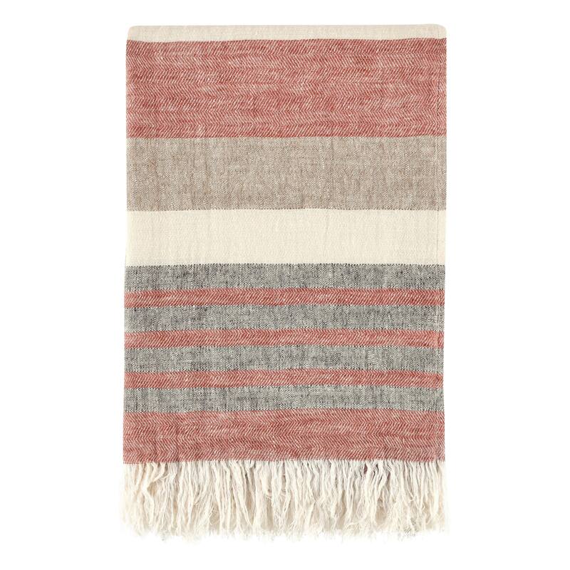 Villa by Classic Home Crawford 100% Belgian Linen 50x70 Throw Blanket