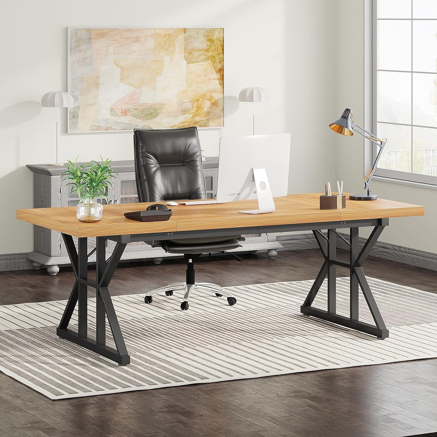 70.8 Inch Executive Desk Large Computer Office Desk Workstation