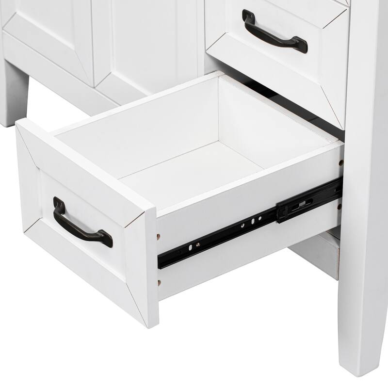 Modern 36 Inch Bathroom Vanity Base with 2 Cabinet Doors and 3 Drawers, Solid Wood Frame, Cabinet Only without Sink