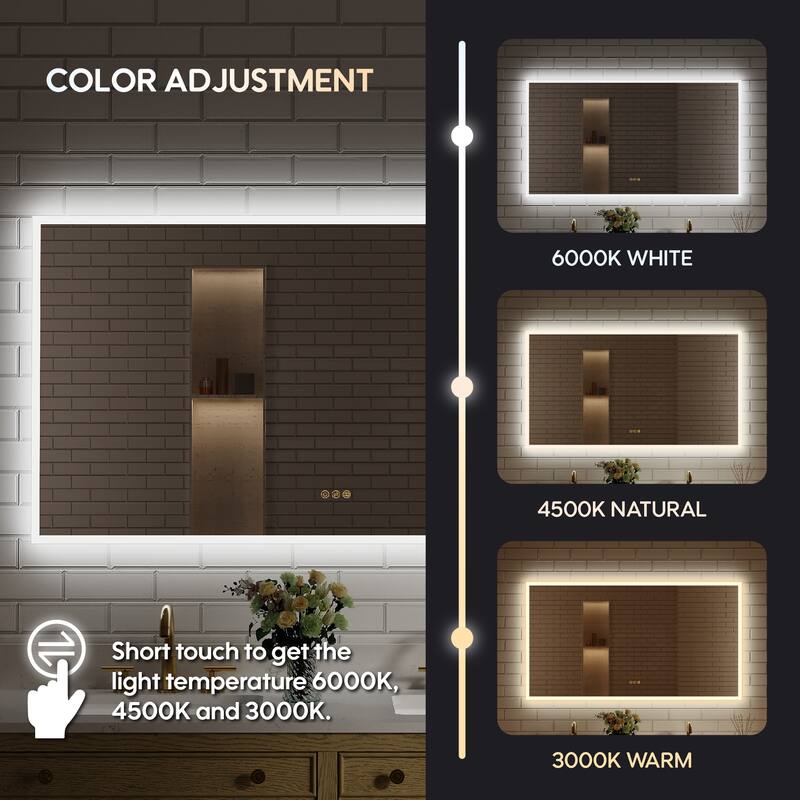 Modern Wall Mounted LED Bathroom Frontlit/Backlit Mirror With PMMA Diffuser