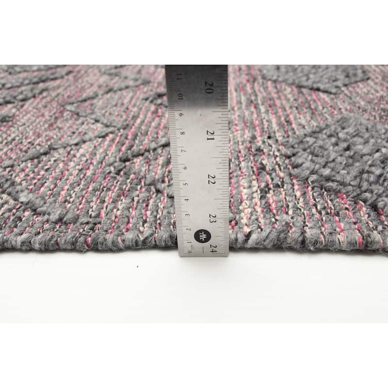 ECARPETGALLERY Braid weave Sienna Pink Wool Rug - 5'11 x 9'0
