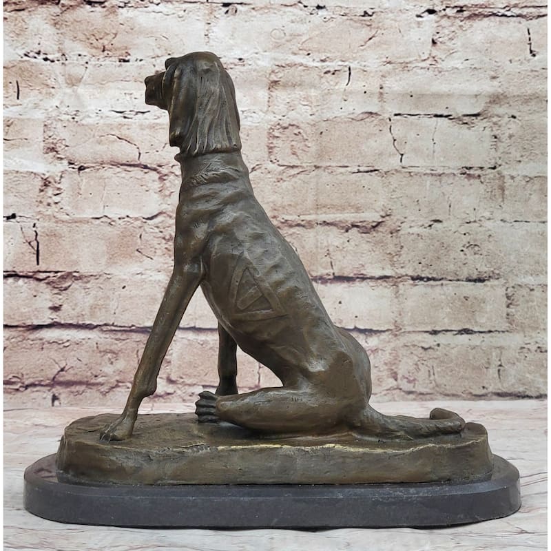 Bronze Service Imitative Dog W/ Vest Statue Sculpture Figure Figurine 10” X 10”