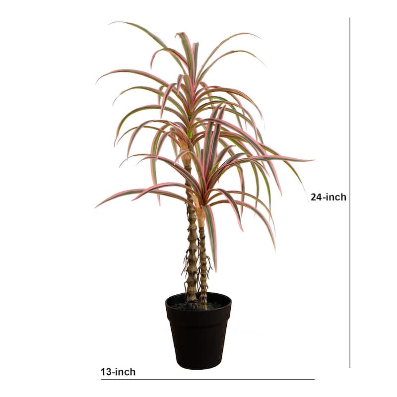 Dracaena Marginata Artificial Plant - 2' - Pink and Green