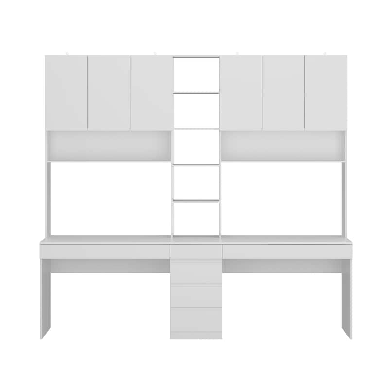 94.5"x86.6"E-sports Ready Double Desk Ample Storage Home Office Design