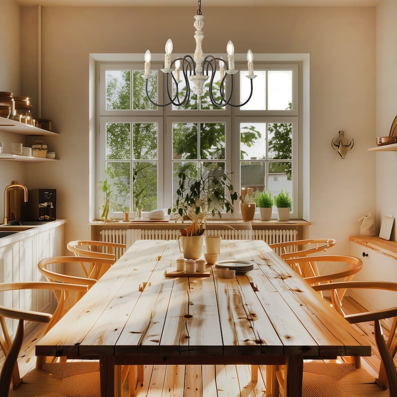 6-Light Farmhouse French Country Chandelier - N/A