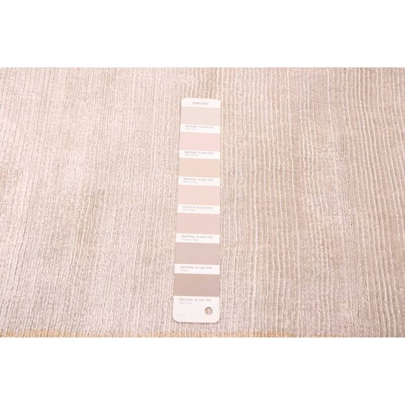 ECARPETGALLERY Hand Loomed Shimmer Beige Viscose Rug - 6'7 x 9'9