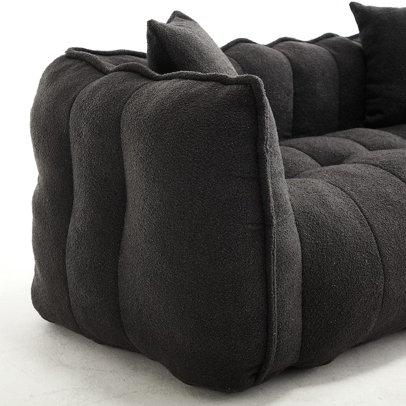 66" Chenille Square Beanbag Chair with High-Resilience Foam Core, Armrests and Handle