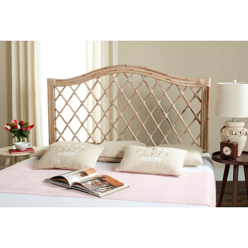 SAFAVIEH Gulfem Brown/ Multi Rattan Wicker Trellis Headboard (Full) - Off-White - Full