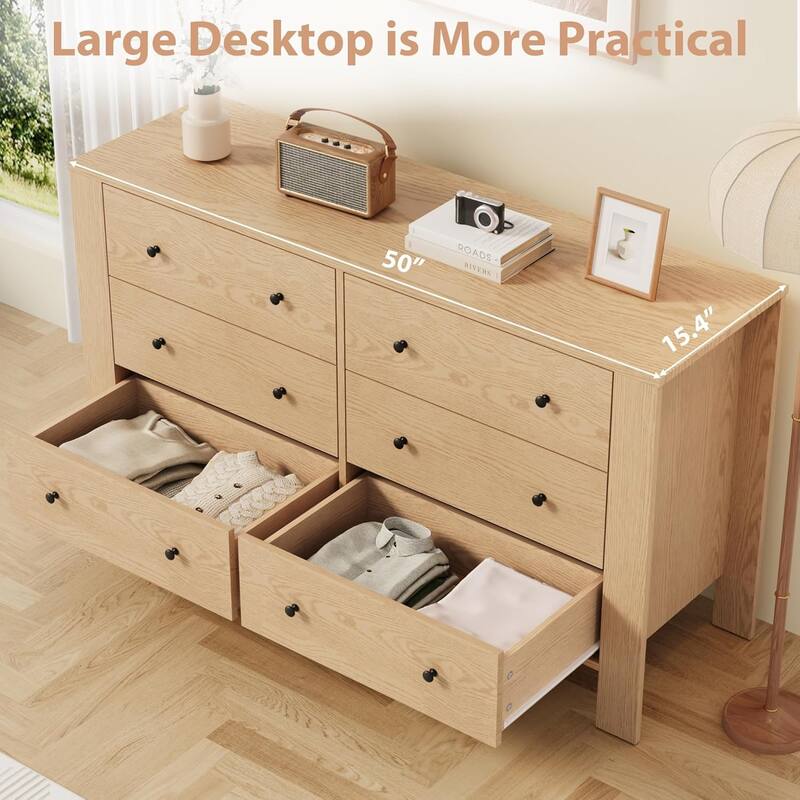 6 Drawer Dresser for Bedroom, Wide White Chest with Deep Drawers and Metal Knobs, Modern Storage for Hallway, Kids Room
