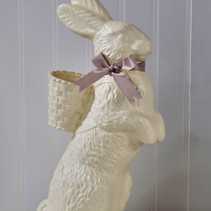 14" Resin Chocolate Bunny With Basket