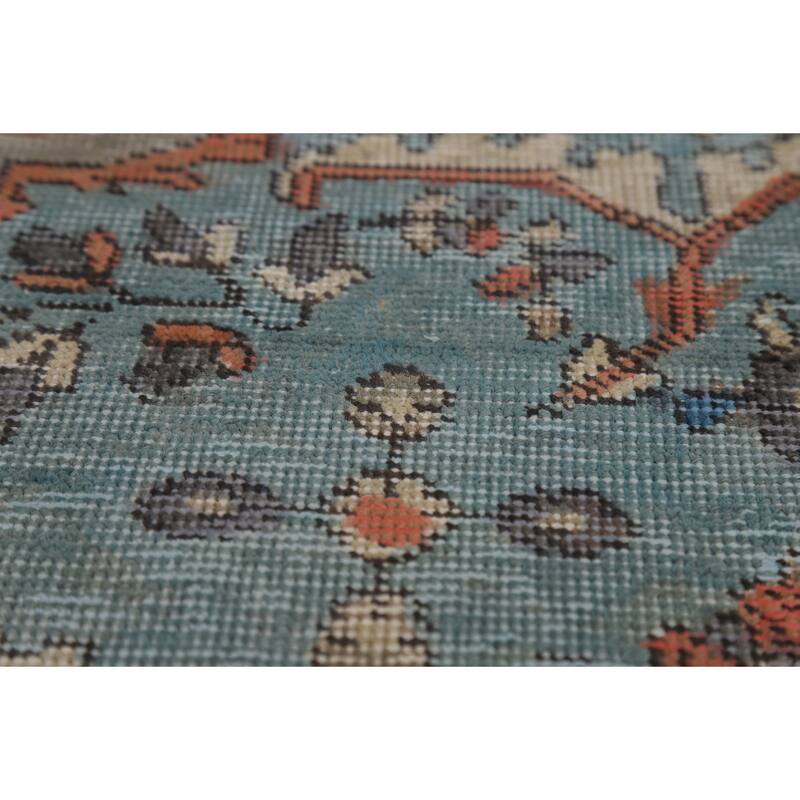 Traditional Tabriz Persian Area Rug Blue Hand-Knotted Wool Carpet - 6'5"x 9'4"