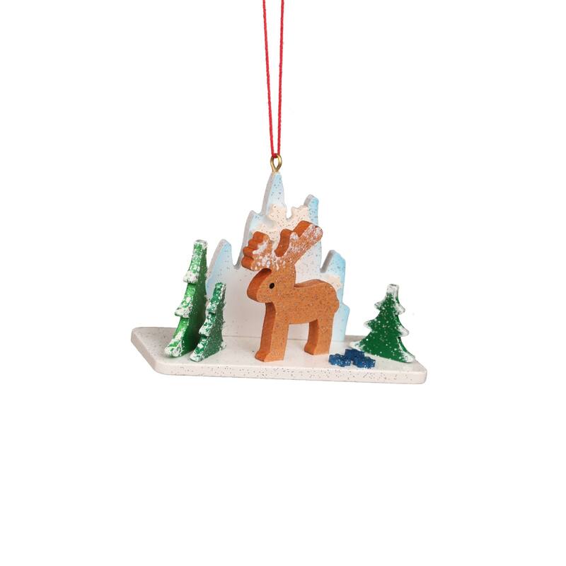 2.75” Christian Ulbricht Ice Landscape with Reindeer Christmas Ornament