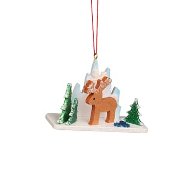 2.75” Christian Ulbricht Ice Landscape with Reindeer Christmas Ornament