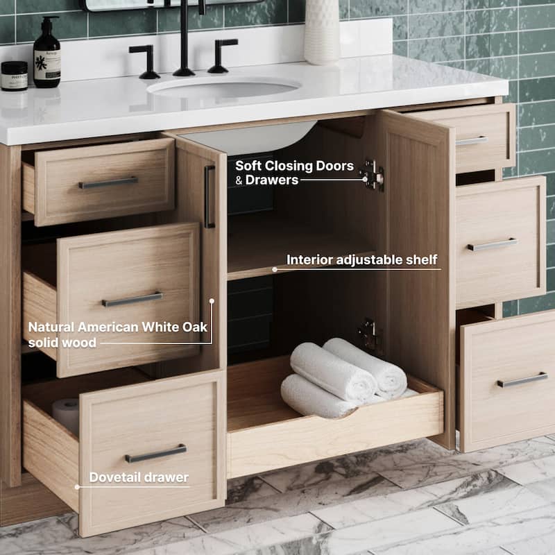 Ariel K55WQOVO Kelly 55" Free Standing Single Basin Vanity Set with