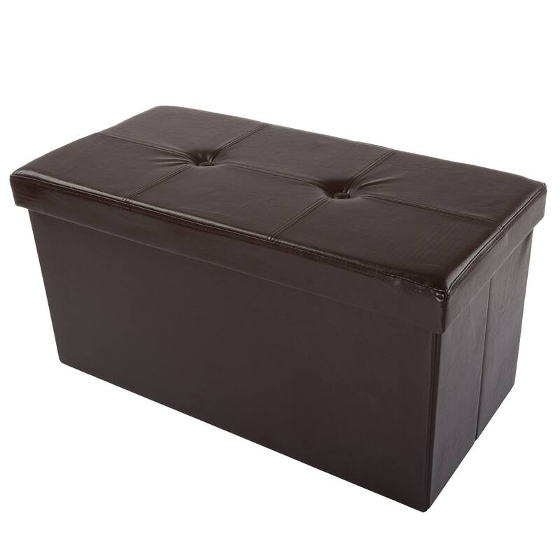 Lavish Home Faux Leather Storage Ottoman