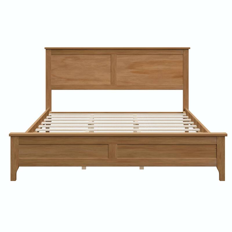 Modern Solid Wood Platform Bed with Sturdy Wooden Slat Support