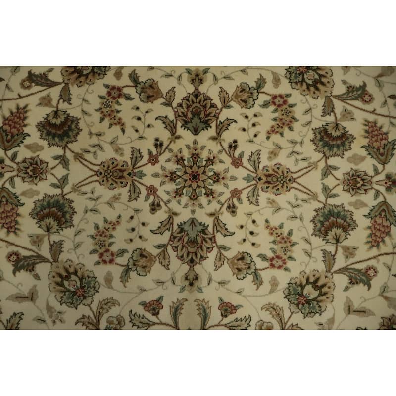 Hand Knotted Oriental 100% Wool Carpet Traditional Floral Beige & Ivories Kashan Area Rug - 11' 3'' X 8' 9''