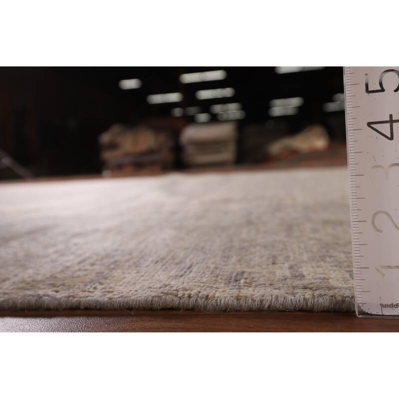 Geometric Oushak Vegetable Dye Area Rug Hand-Knotted Wool Carpet - 7'8" x 9'11"