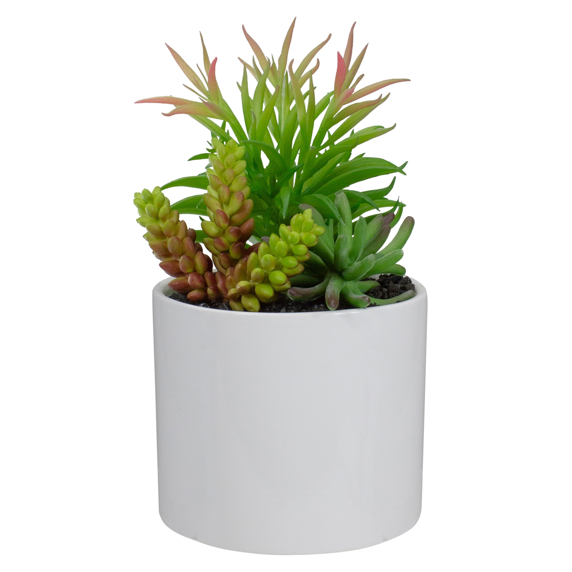 9" Artificial Succulent Arrangement in White Ceramic Pot