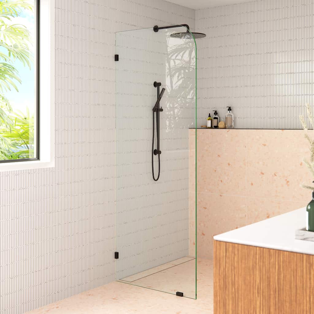 Glass Warehouse 30" x 78" Frameless Shower Door - Single Fixed Panel Radius