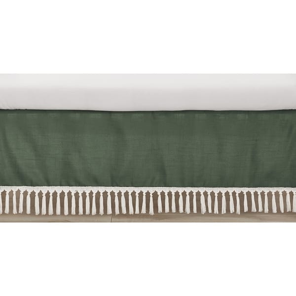 slide 2 of 3, Sweet Jojo Designs Dark Green Boho Boy Girl Gender Neutral Crib Bed Skirt Sage Modern Bohemian Farmhouse Southwest Diamond Tuft