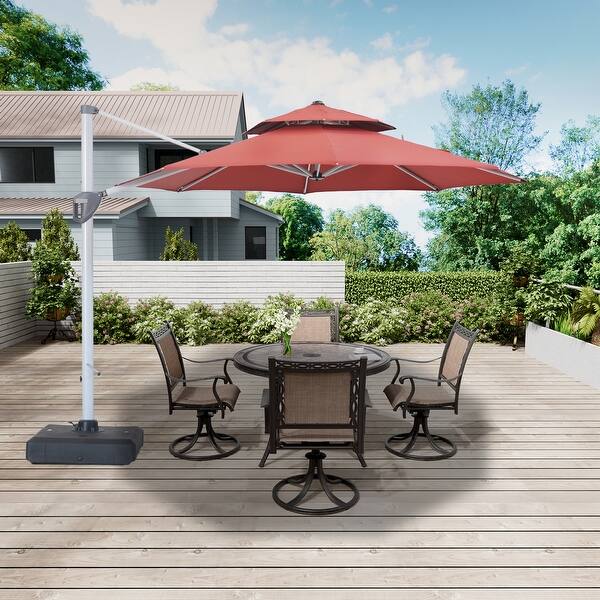 5 cantilever patio umbrella Grand 10x13 FT Patio with Base, Acrylic Outdoor Aluminum Umbrella, 5-Year-Non-Fading Rectangular Offset Umbrella with Cover for Poolside, Deck, Backyard, Gray Pole : Patio, Lawn & Garden providing enhanced stability Garvee 10'  10' Cantilever