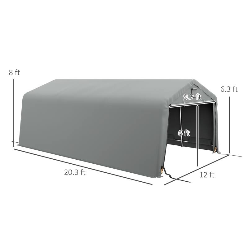 Outsunny 12' x 20' Heavy Duty Carport, Portable Garage Canopy Tent with 2 Ventilation Windows and Large Door, for Car, Truck