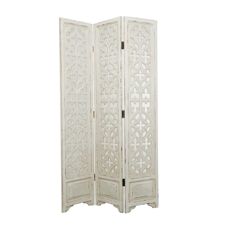 White Wood Country Cottage Room Divider Screen - 45 x 1 x 75