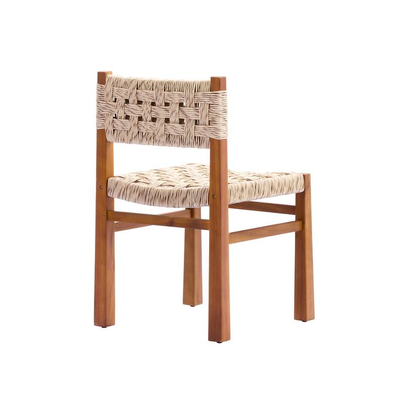 Christopher Knight Home - 5-Piece Dining Set with Acacia Wood Frame & Light Grey Wicker Weave Chairs and Square Table