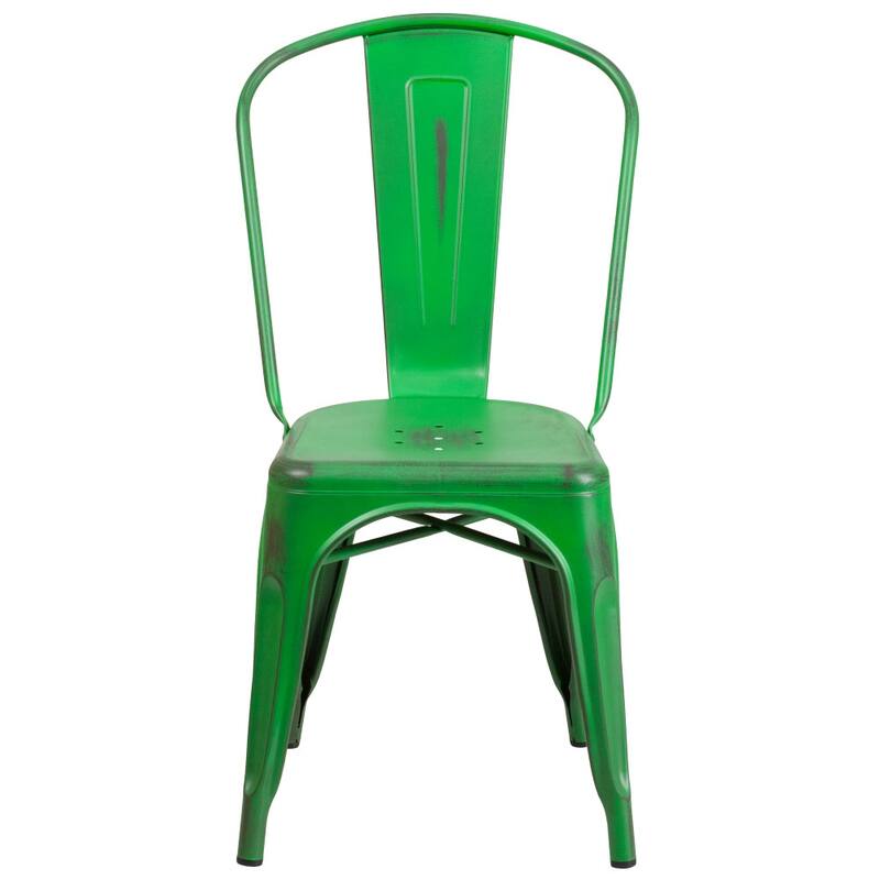 Distressed Metal Indoor/ Outdoor Stackable Chair