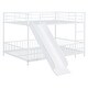 preview thumbnail 7 of 18, White Full Over Full Metal Bunk Bed with Slide and Safety Guardrails