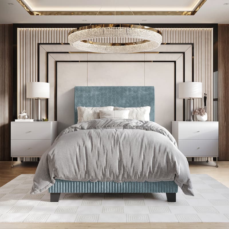 CraftPorch Corduroy Elegant and Chic Velvet Upholstered Bed
