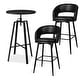 preview thumbnail 19 of 50, Glitzhome Modern 3-Piece Adjustable Bar Table Faux Leather Stool Pub Sets Black-1