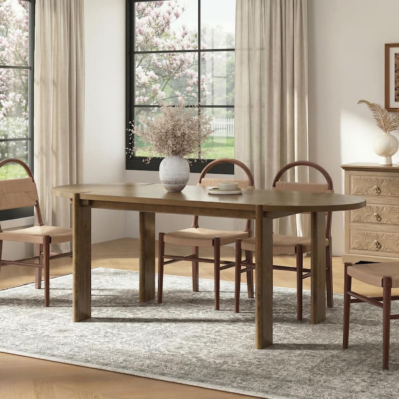 Christopher Knight Home - Mid Century Modern 71" Large Oval Wood Dining Table for 4-6 People - 70.87"L - Walnut