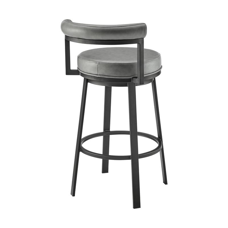 Modern Swivel Bar Stool with Faux Leather Upholstered Seat, Counter Height Kitchen or Home Barstool for Dining