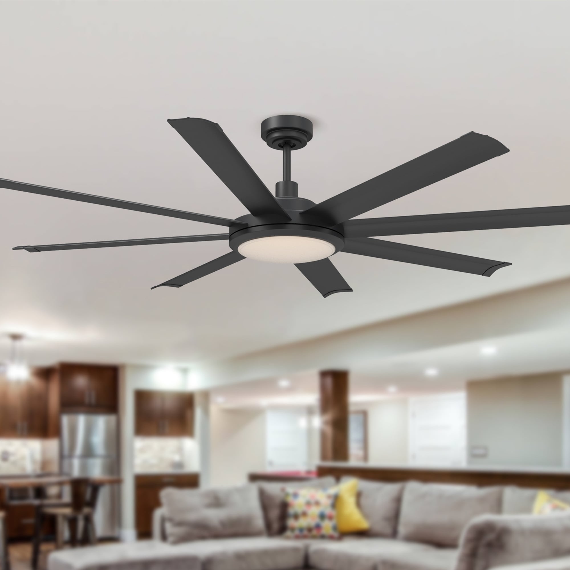 Vend om Tips Lager 60" Matte Black 8-Blade LED Ceiling Fan with Light and Remote - On Sale -  Bed Bath & Beyond - 33498579