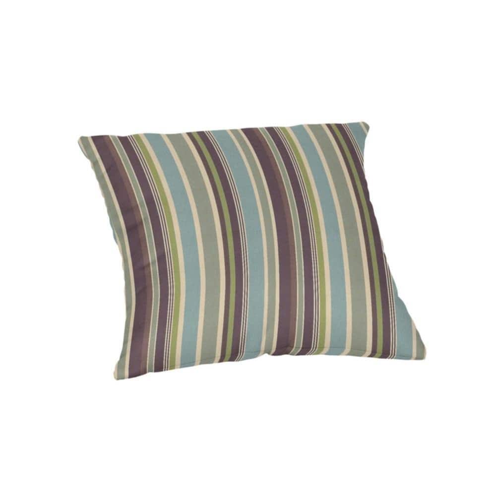Sunbrella Stripe Fabric 1-Piece Indoor/Outdoor Square Throw Pillow, 18"W x 18"L