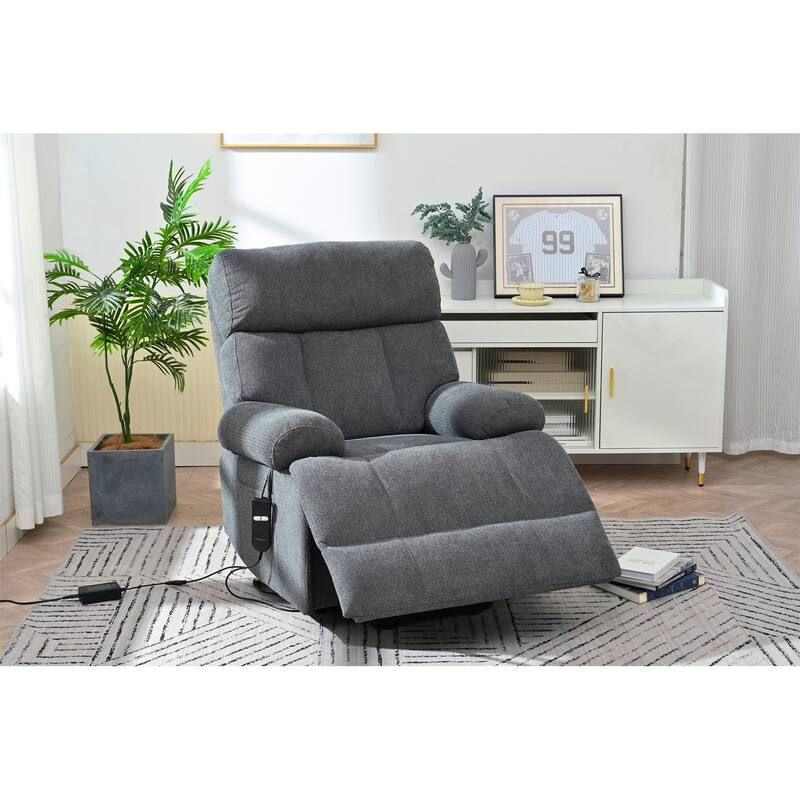 Oversized Power Lift Recliner Chair For Elderly,Reclining Sofa Chair With Remote Control,Side Pocket,Spacious Seat