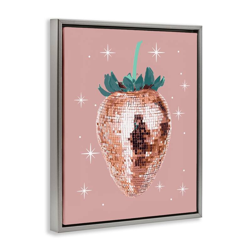 Stupell Luminous Glam Strawberry Framed Floater Canvas Wall Art Design By Lil' Rue
