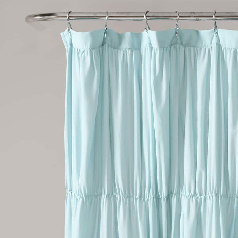Silver Orchid Bara Ruffle Flower Trim Shower Curtain