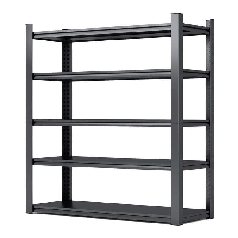 5 Tier Heavy Duty Metal Garage Shelving Storage with Adjustable Shelves，47.2"W*18"D*78"H - Black