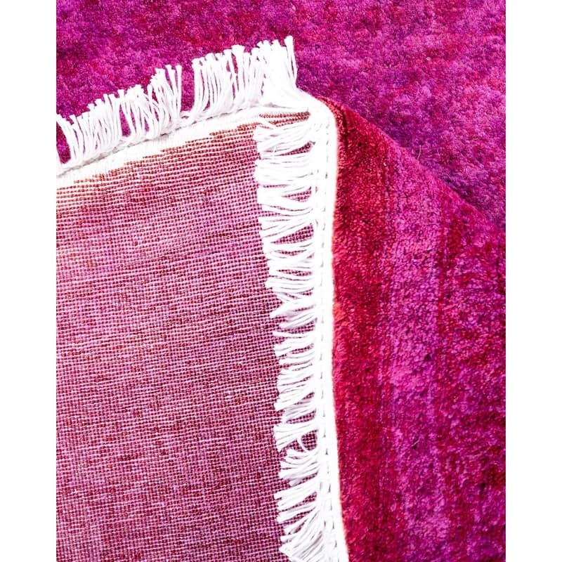 Contemporary Overdyed Wool Hand Knotted Round Area Rug - 6' 1" x 6' 1"