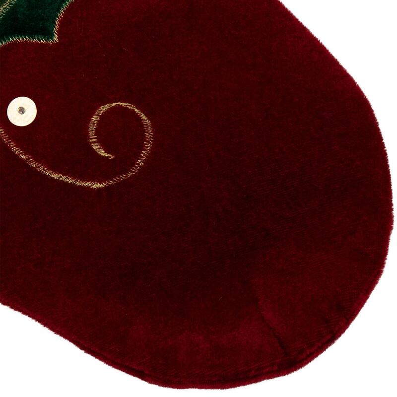 21" Red and Green Holly Embroidered Velvet Christmas Stocking