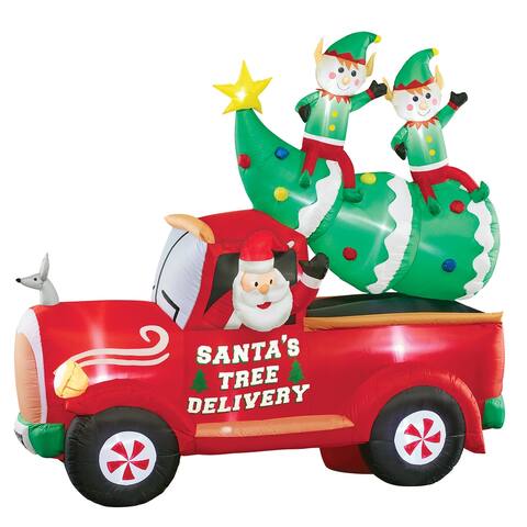 Santa's Tree Delivery Outdoor Inflatable Decoration - 81 x 69 x 34.5