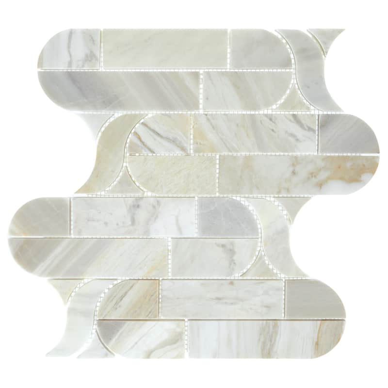 Daltile Pietra Divina Marble Natural Stone Cupola Mosaic in Polished & Honed (10 PC Per Carton) (9.60 SQFT Per Carton)