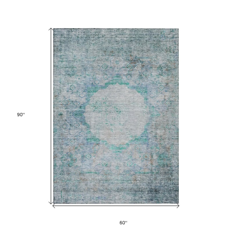 HomeRoots Oriental Traditional Rectangle Outdoor Rug