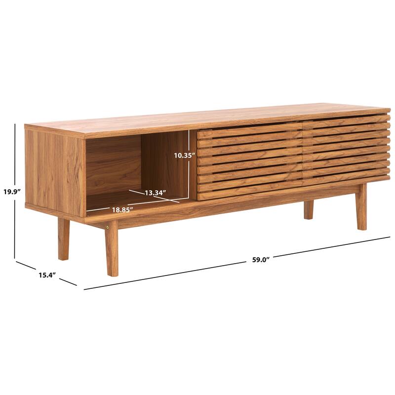 SAFAVIEH Home Aricia Large 2 Door Media Stand - 59Wx15Dx20H - Oak