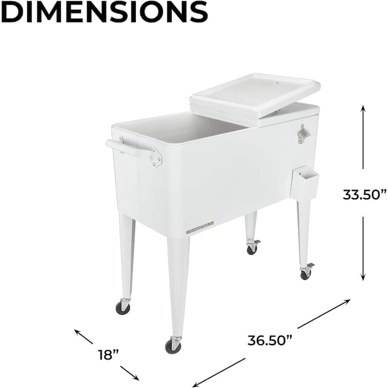 Permasteel 80-Qt Classic Outdoor Rolling Patio Cooler with Wheels, White