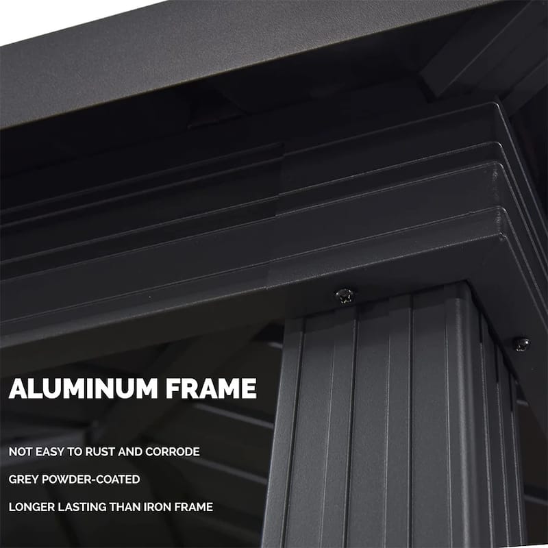 PURPLE LEAF 6ft x 8ft Hardtop Grill Gazebo Galvanized Steel Roof Outdoor BBQ Canopy, Bulbs included