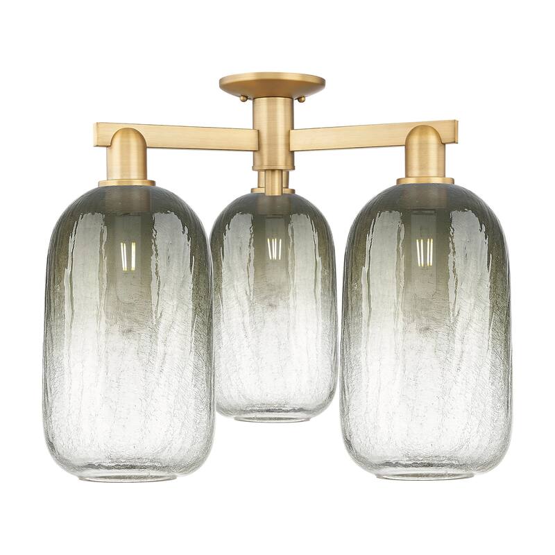 Innovations Lighting 716-3F-17-25 Brookhaven Cloche Semi-Flush - Brushed Brass / Slate